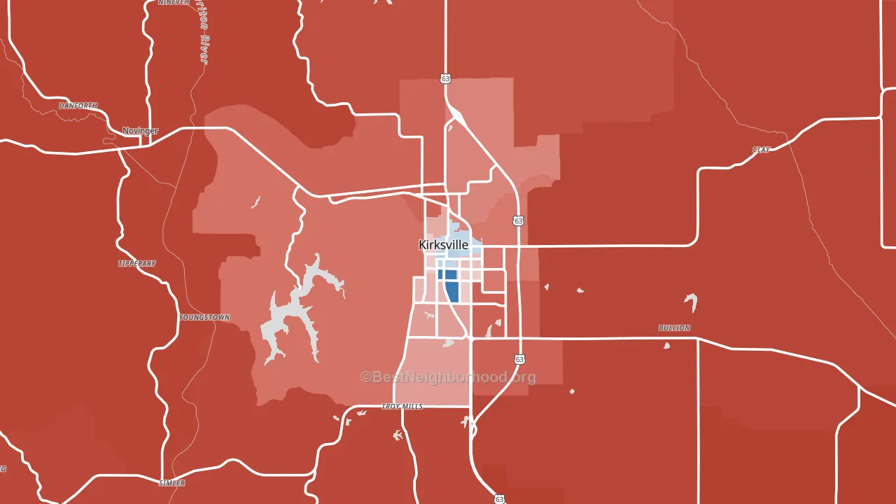 Adair County, MO block-group political-lean map