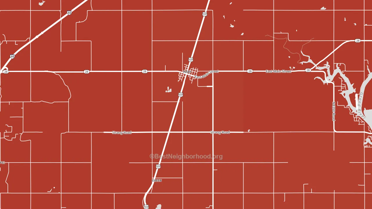 Adair, OK block-group political-lean map