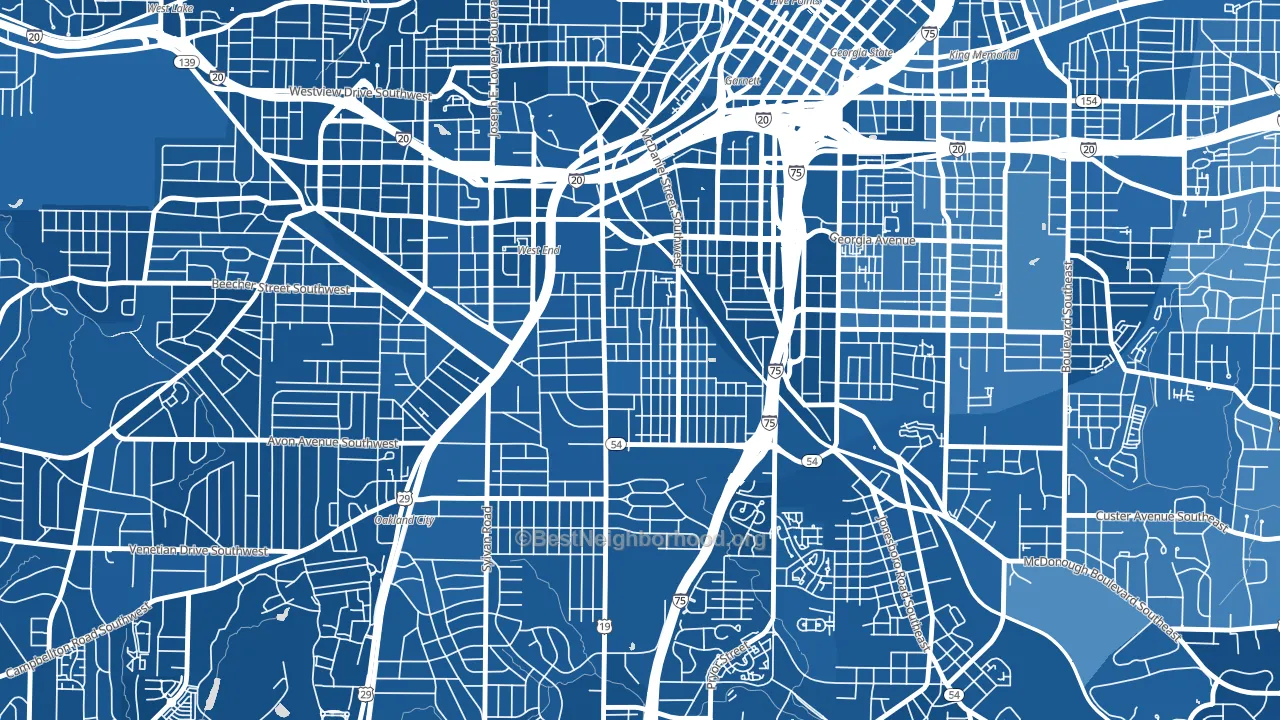 Adair Park, Atlanta, GA block-group political-lean map