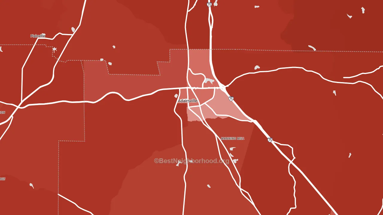 Adairsville, GA block-group political-lean map