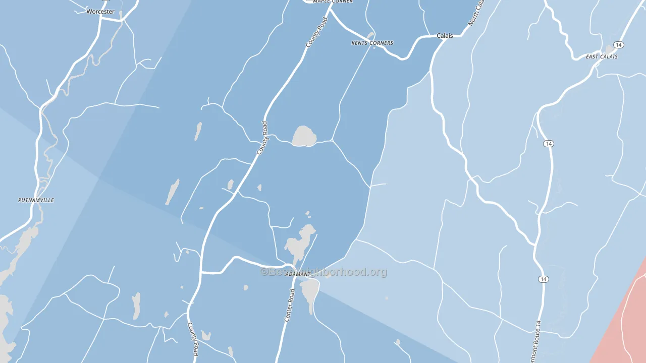 Adamant, VT block-group political-lean map