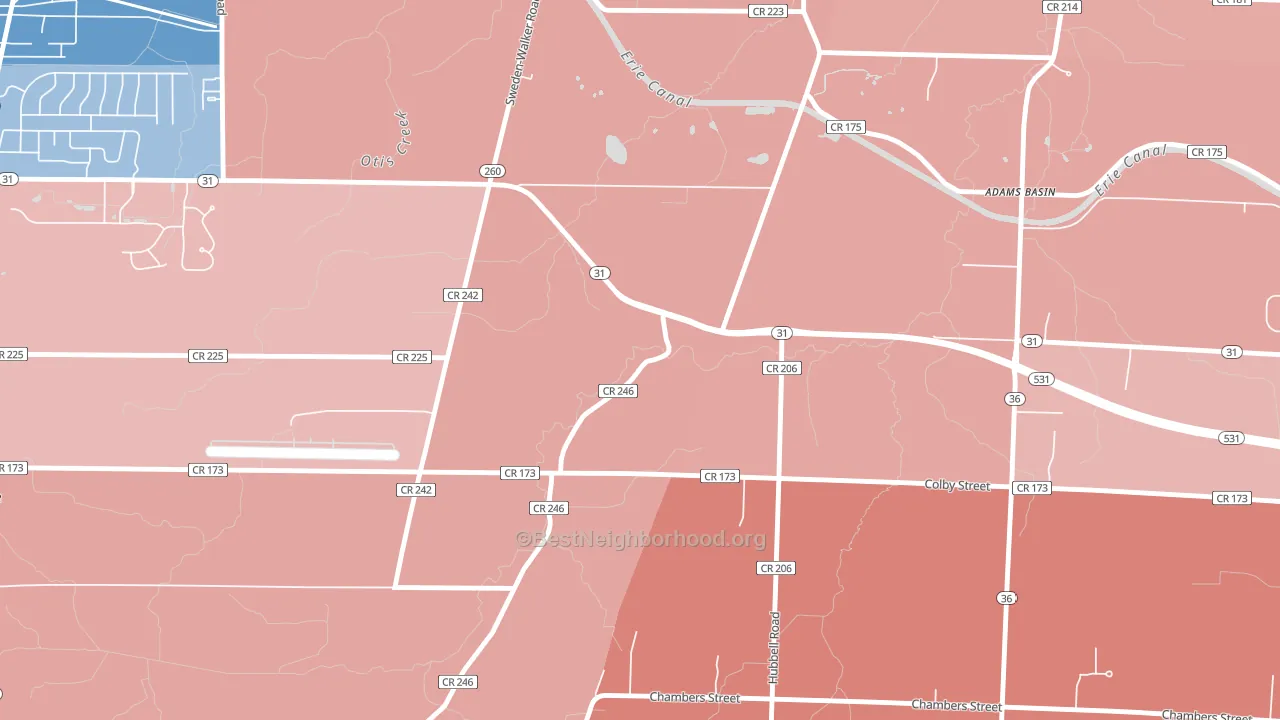 Adams Basin, NY block-group political-lean map