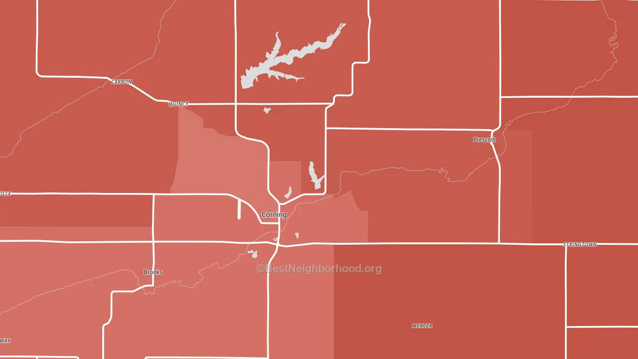 Adams County, IA block-group political-lean map