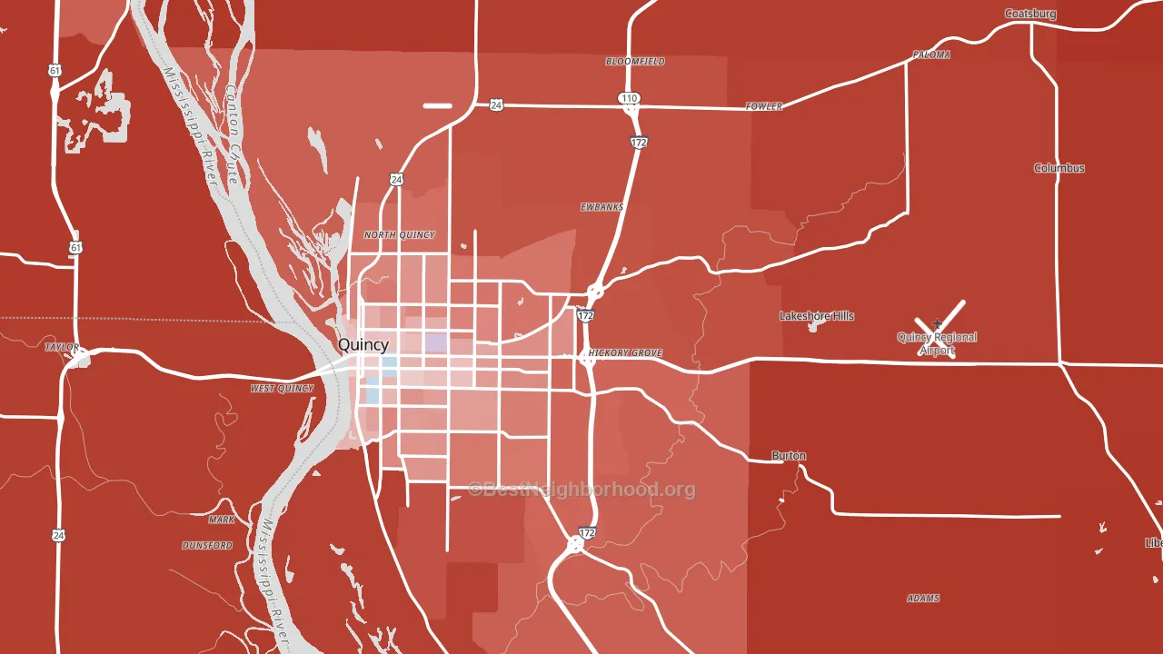 Adams County, IL block-group political-lean map