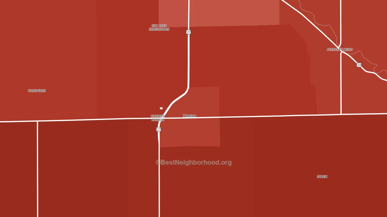 Adams County, IN block-group political-lean map