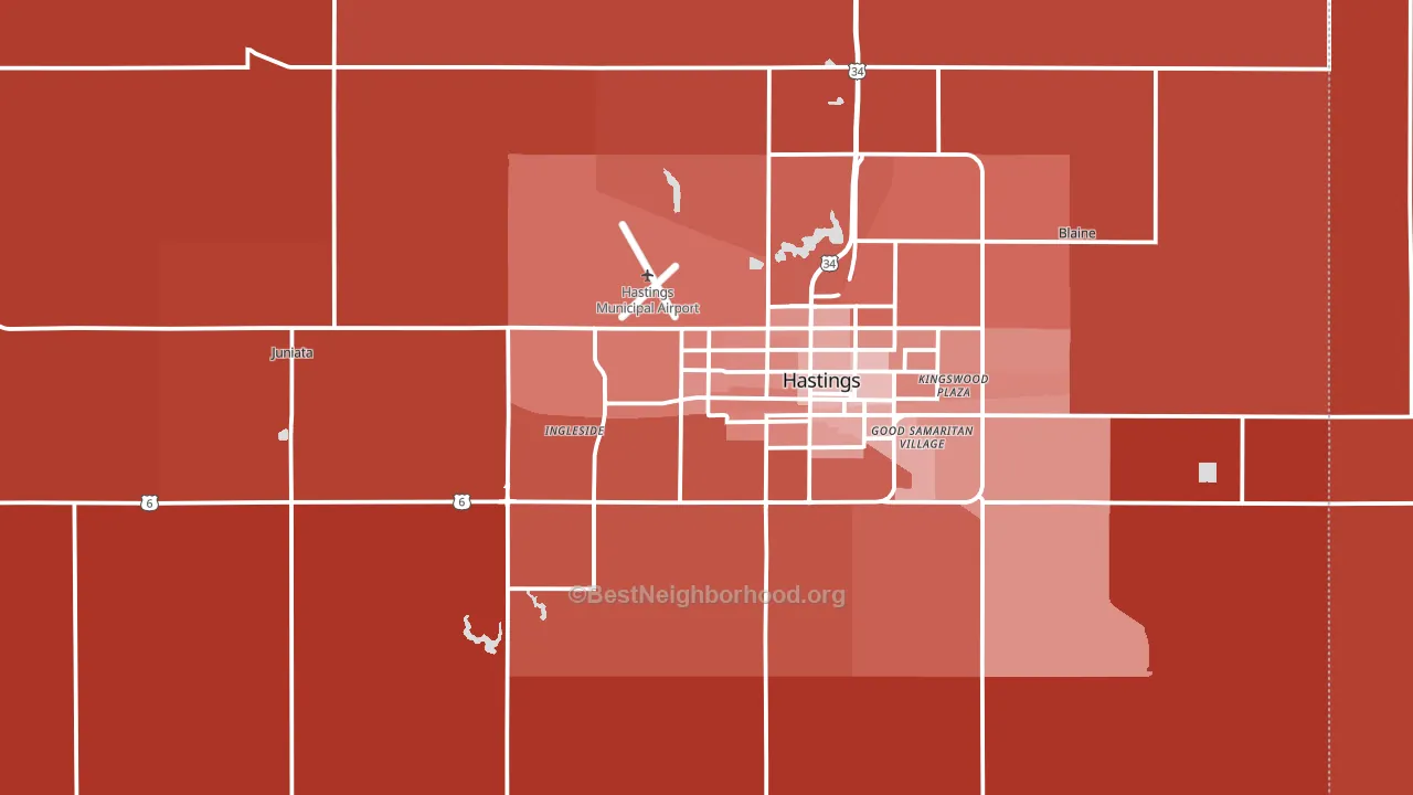 Adams County, NE block-group political-lean map