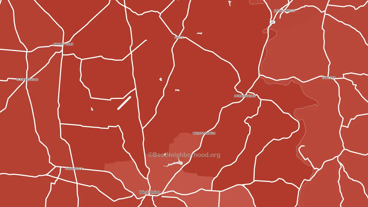 Adams County, OH block-group political-lean map