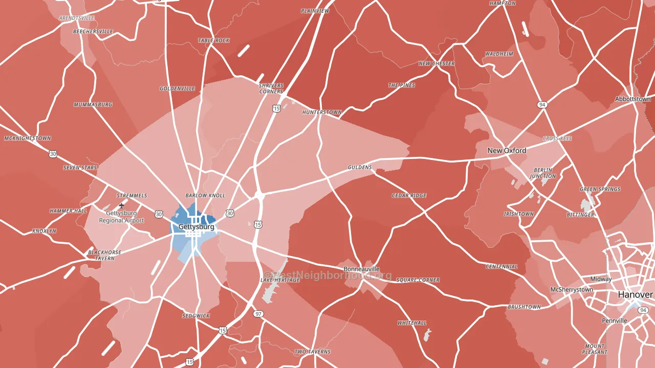 Adams County, PA block-group political-lean map