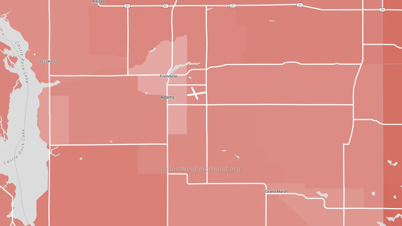 Adams County, WI block-group political-lean map
