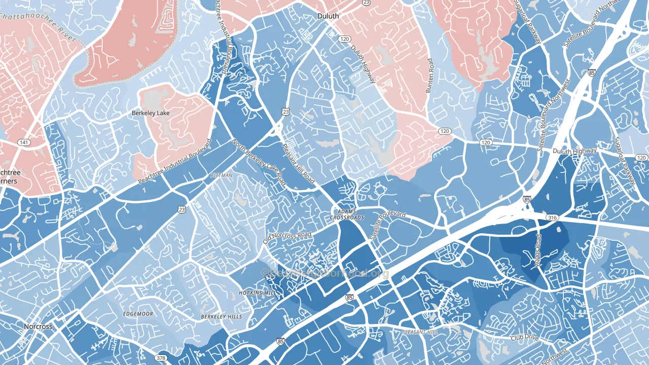 Adams Crossroads, Duluth, GA block-group political-lean map