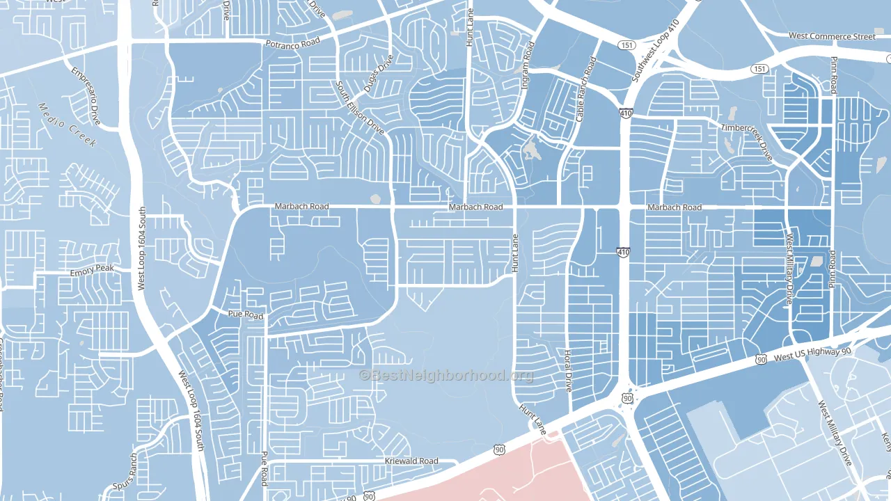 Adams Hill, San Antonio, TX block-group political-lean map