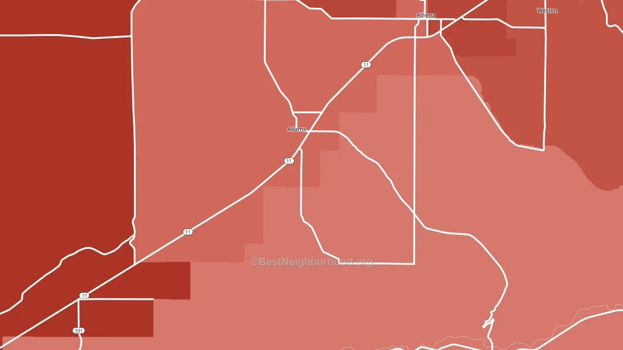 Adams, OR block-group political-lean map