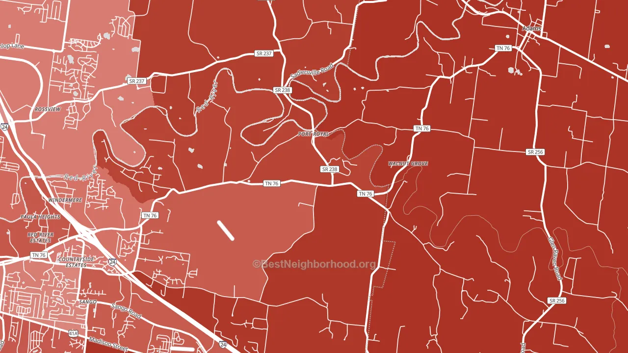 Adams, TN block-group political-lean map