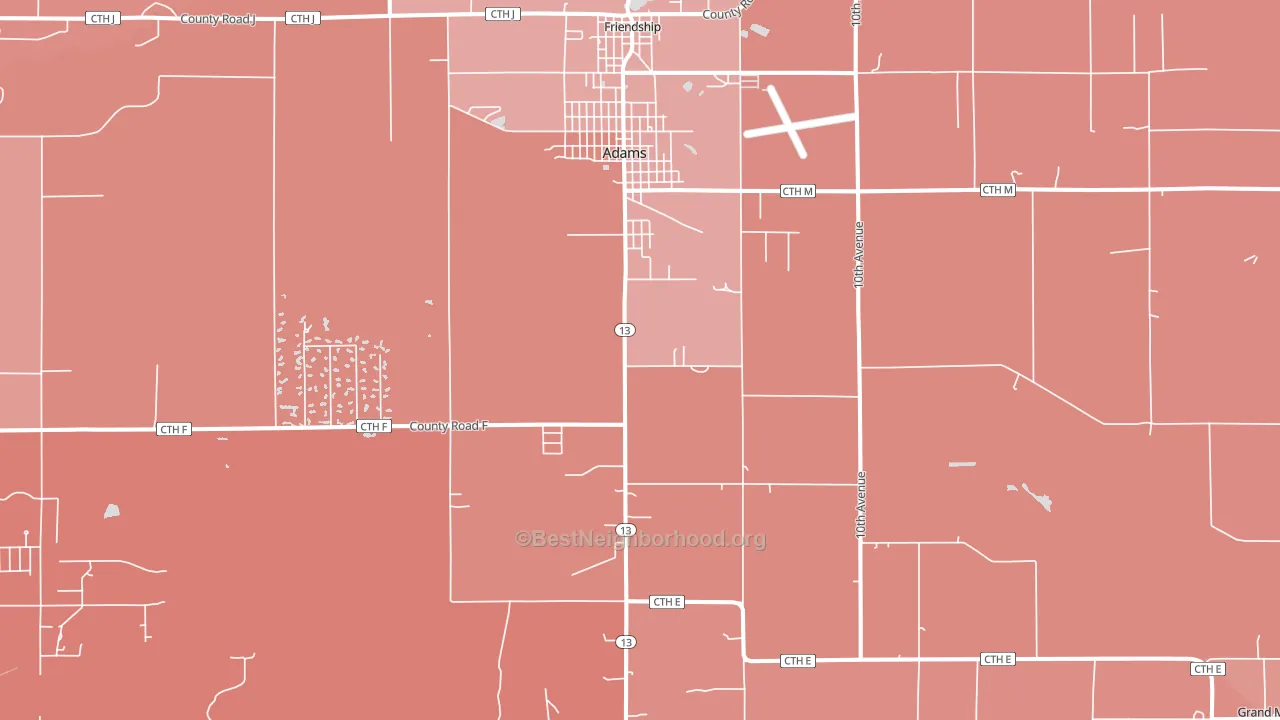 Adams, WI block-group political-lean map