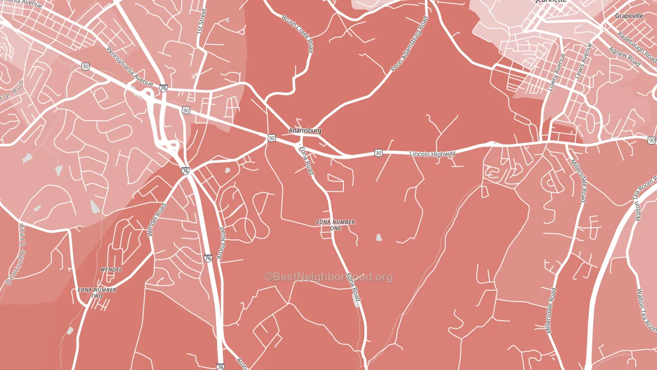Adamsburg, PA block-group political-lean map