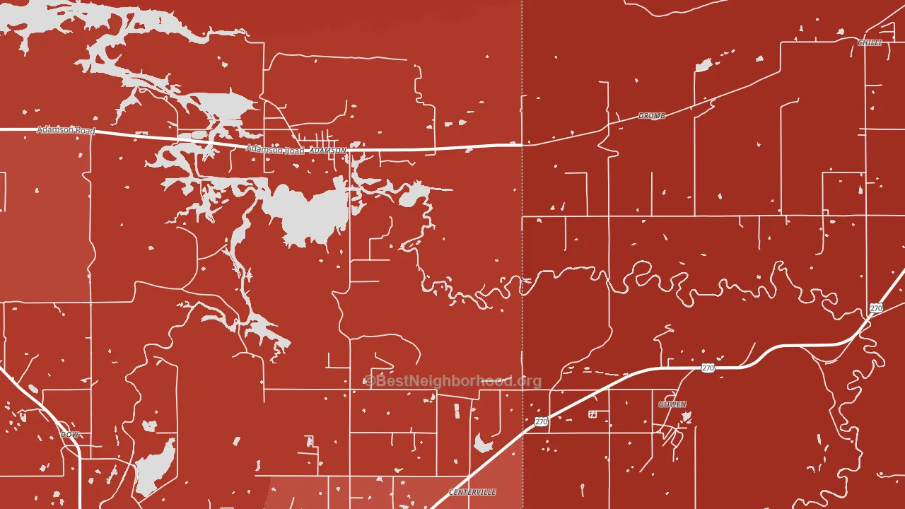 Adamson, OK block-group political-lean map