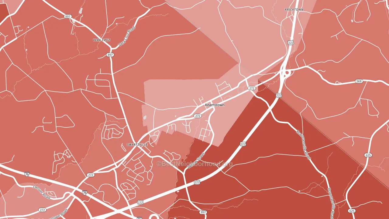 Adamstown, PA block-group political-lean map