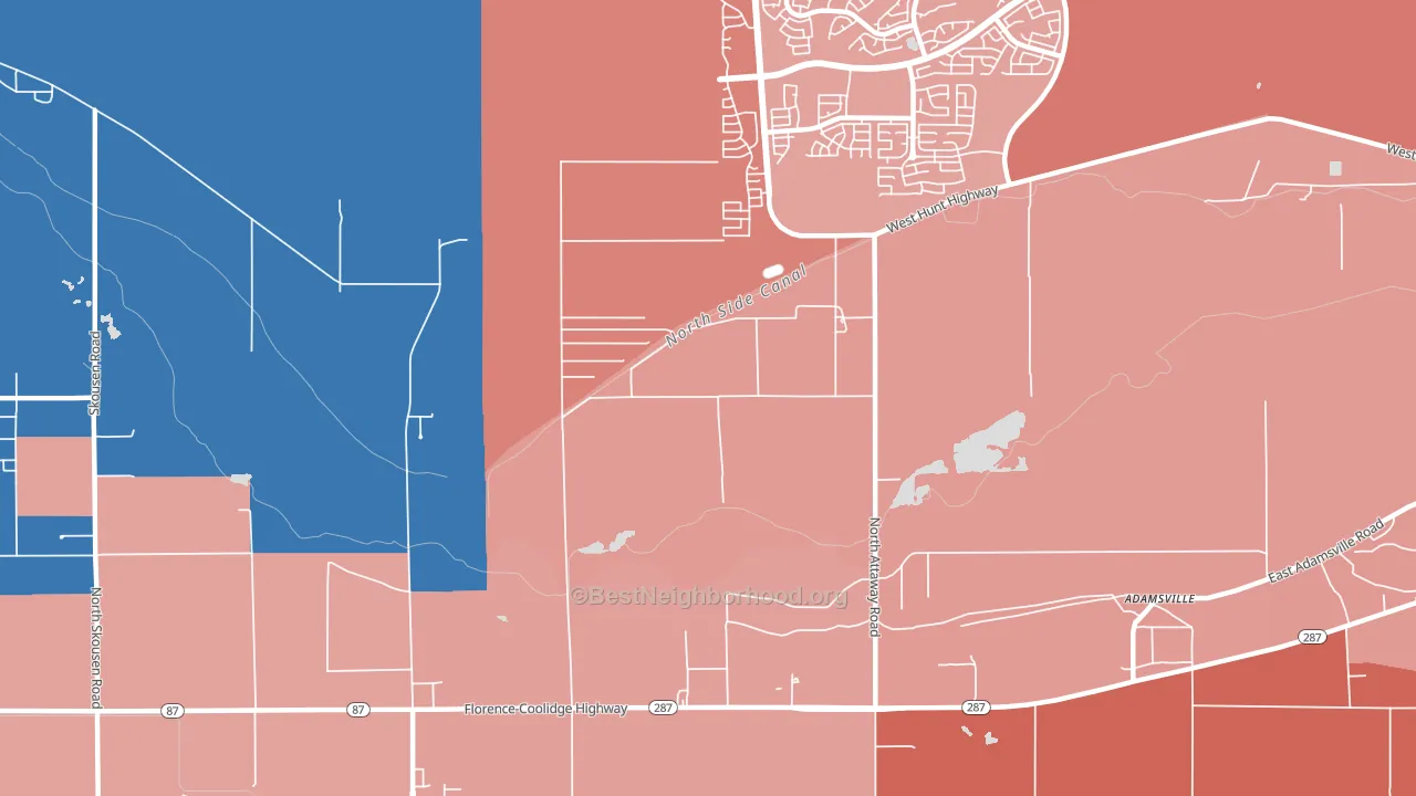 Adamsville, AZ block-group political-lean map