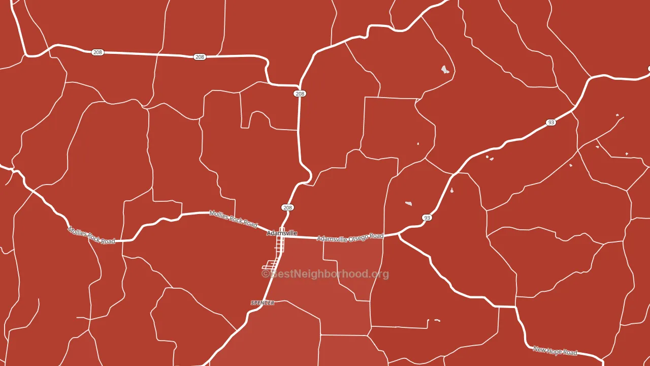 Adamsville, OH block-group political-lean map