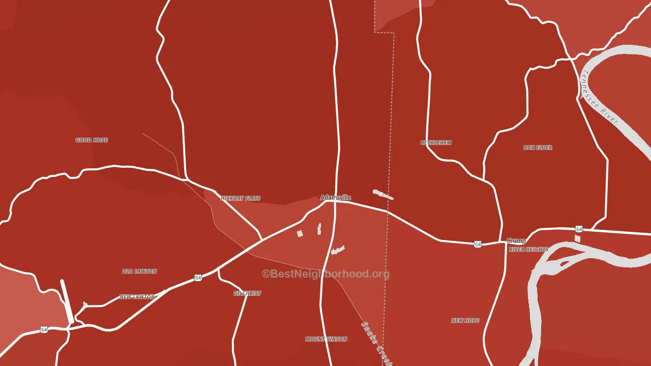 Adamsville, TN block-group political-lean map