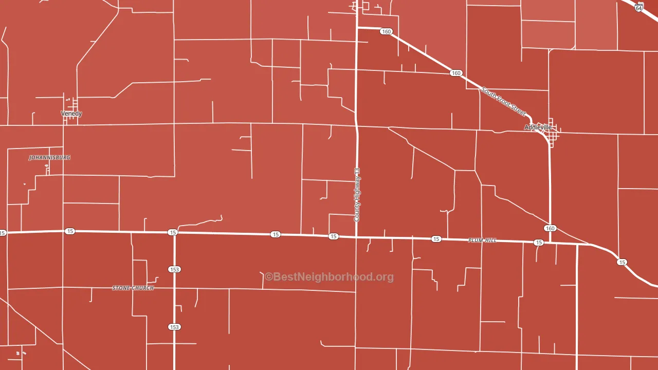 Addieville, IL block-group political-lean map