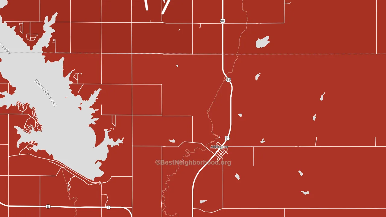 Addington, OK block-group political-lean map