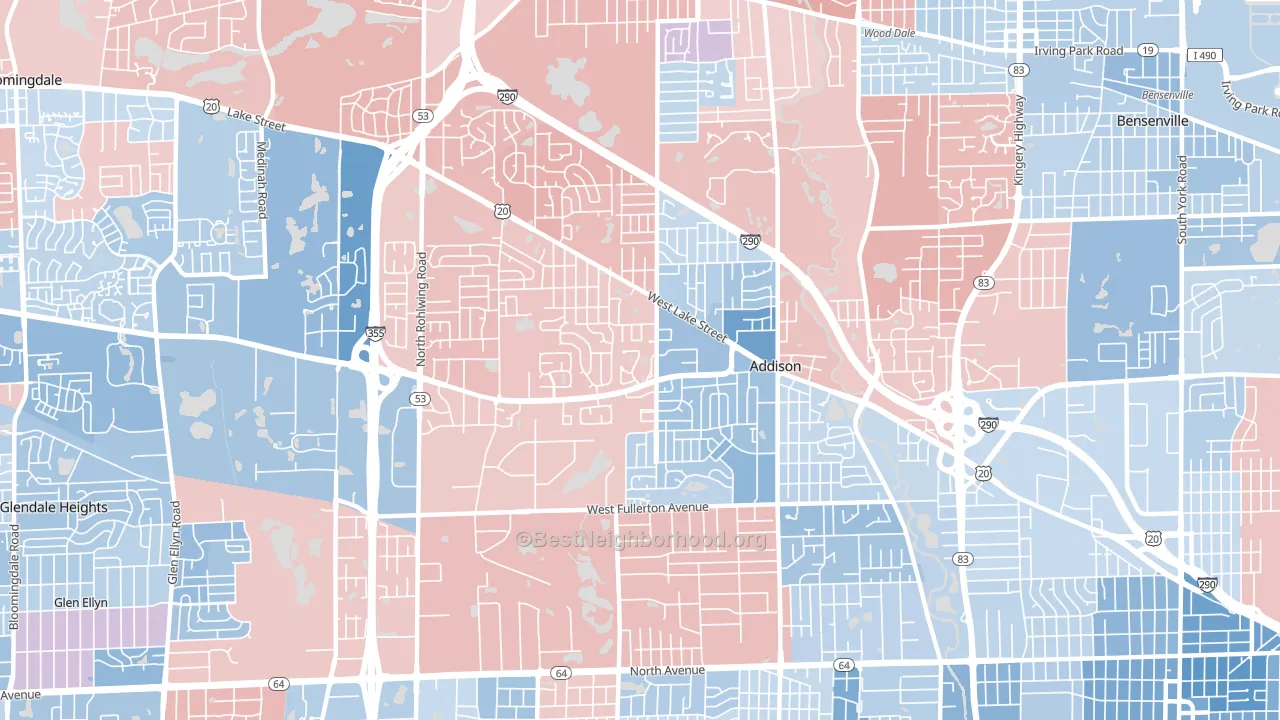 Addison, IL block-group political-lean map