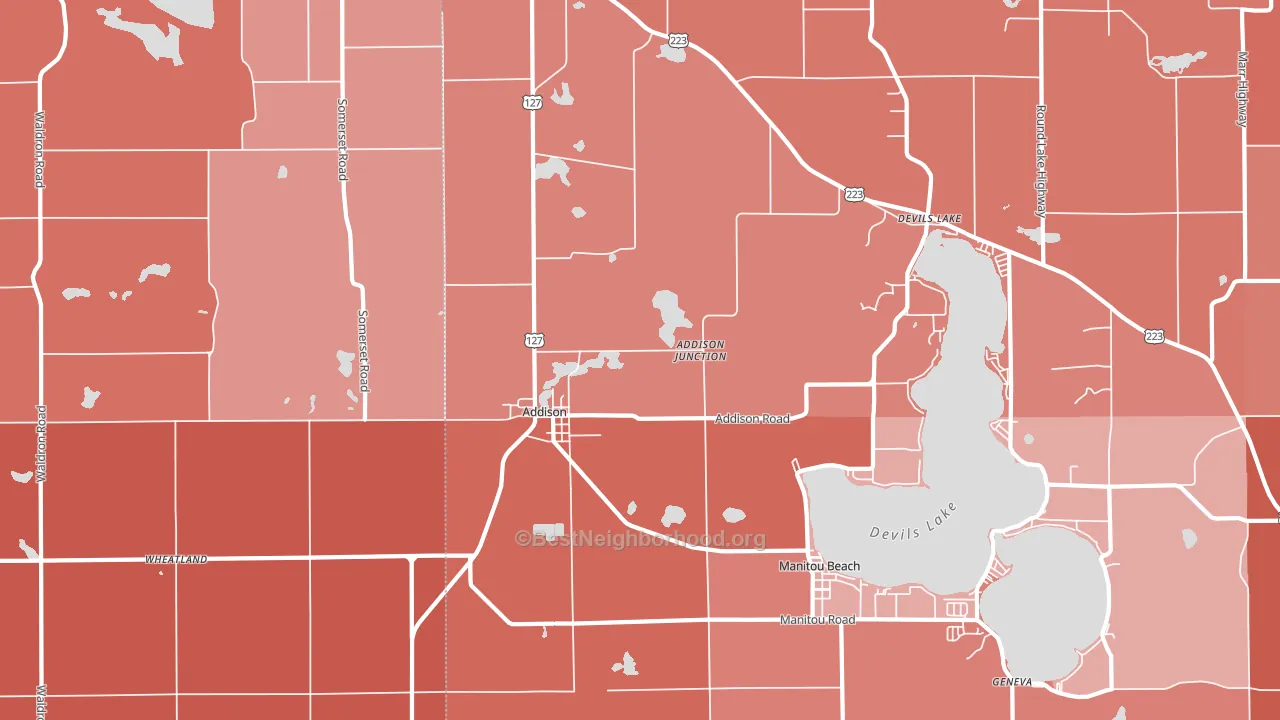 Addison, MI block-group political-lean map