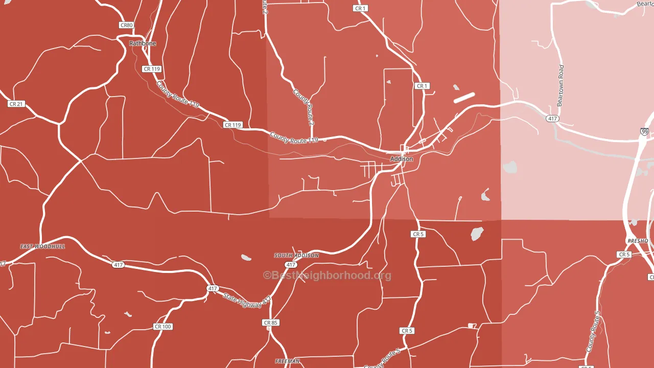 Addison, NY block-group political-lean map