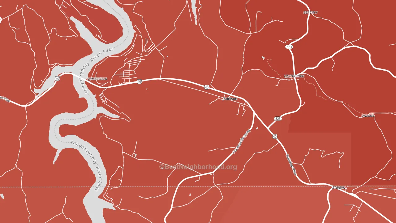 Addison, PA block-group political-lean map