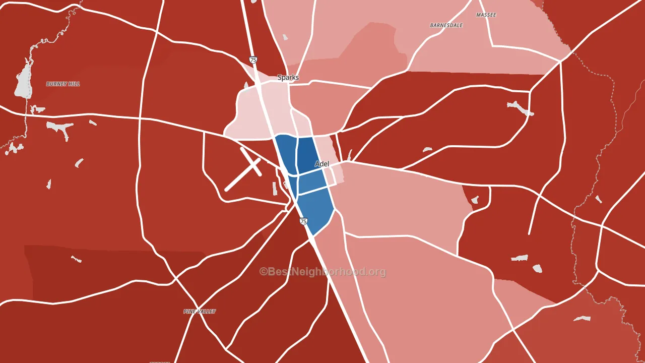 Adel, GA block-group political-lean map