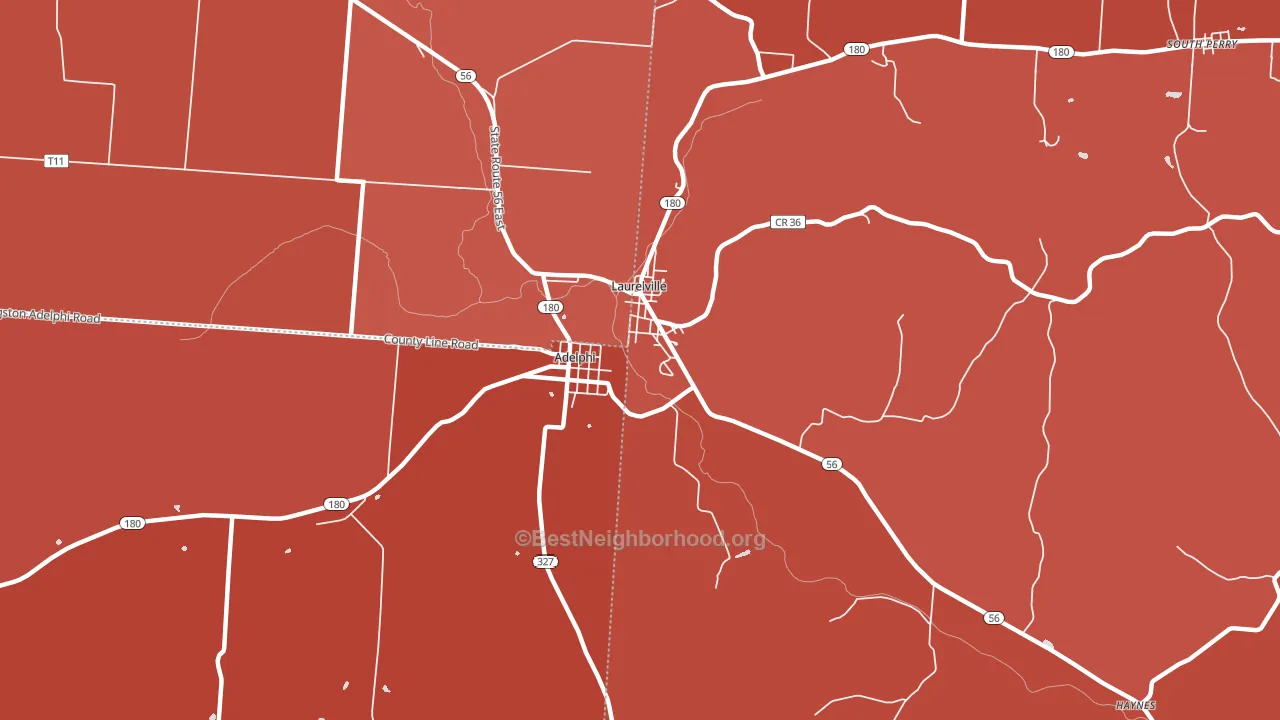 Adelphi, OH block-group political-lean map