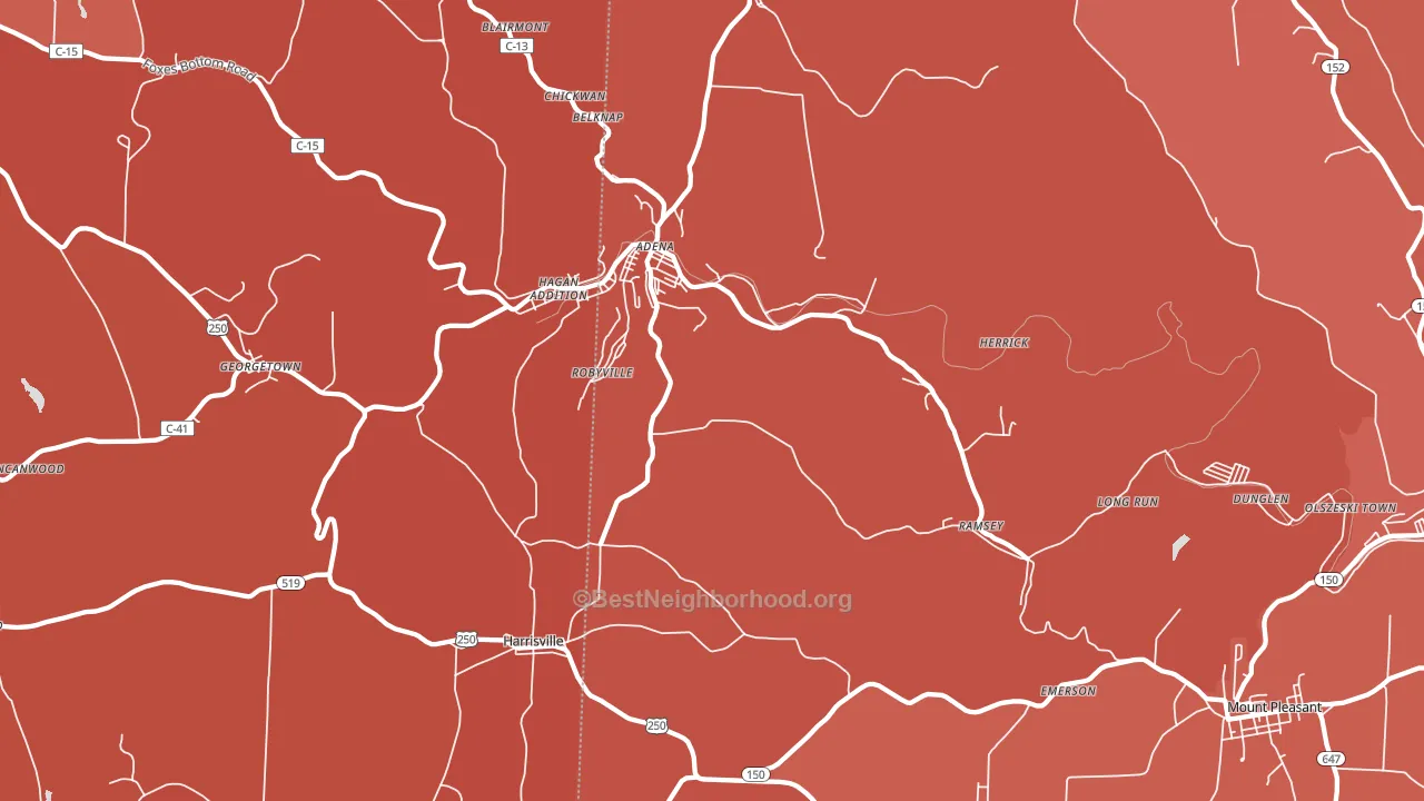 Adena, OH block-group political-lean map