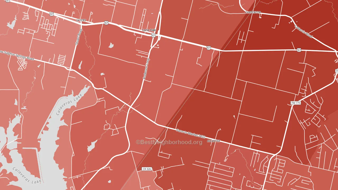 Adkins, TX block-group political-lean map