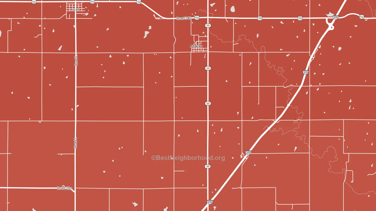 Admire, KS block-group political-lean map