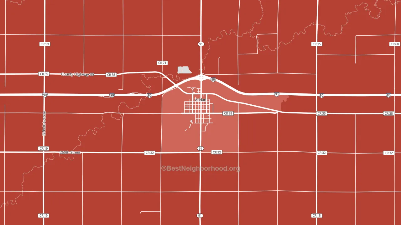 Adrian, MN block-group political-lean map