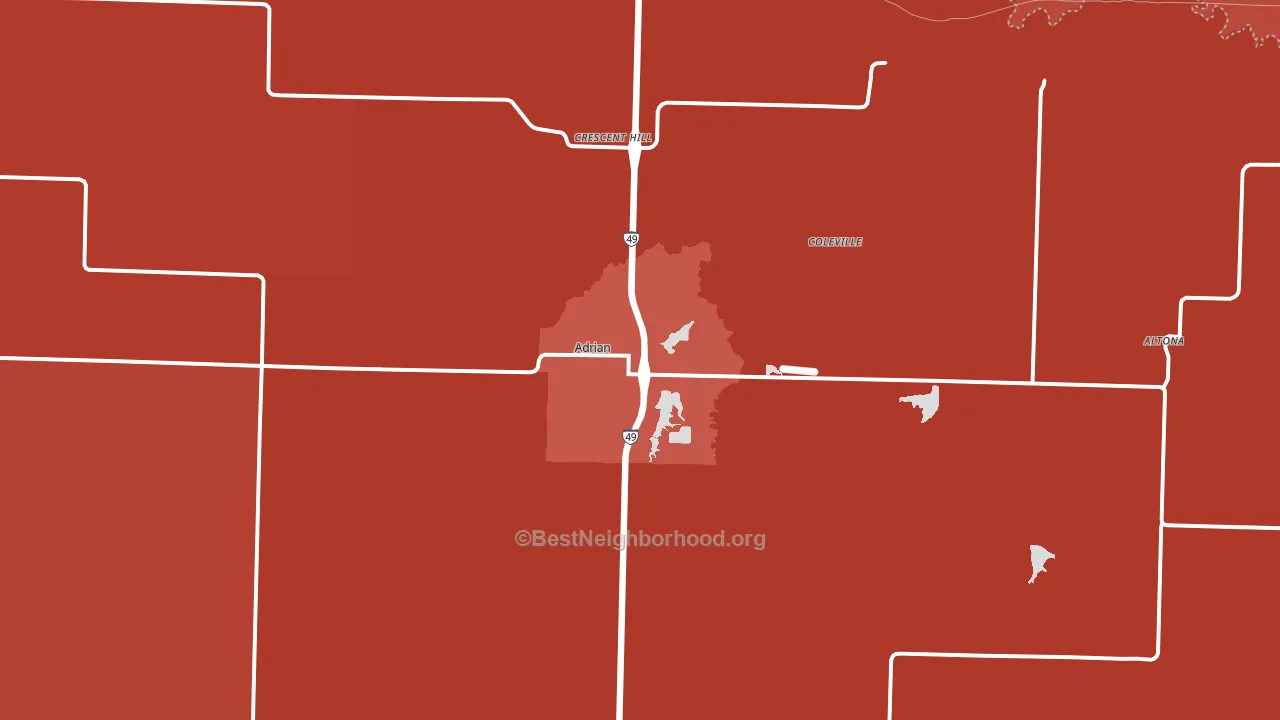 Adrian, MO block-group political-lean map
