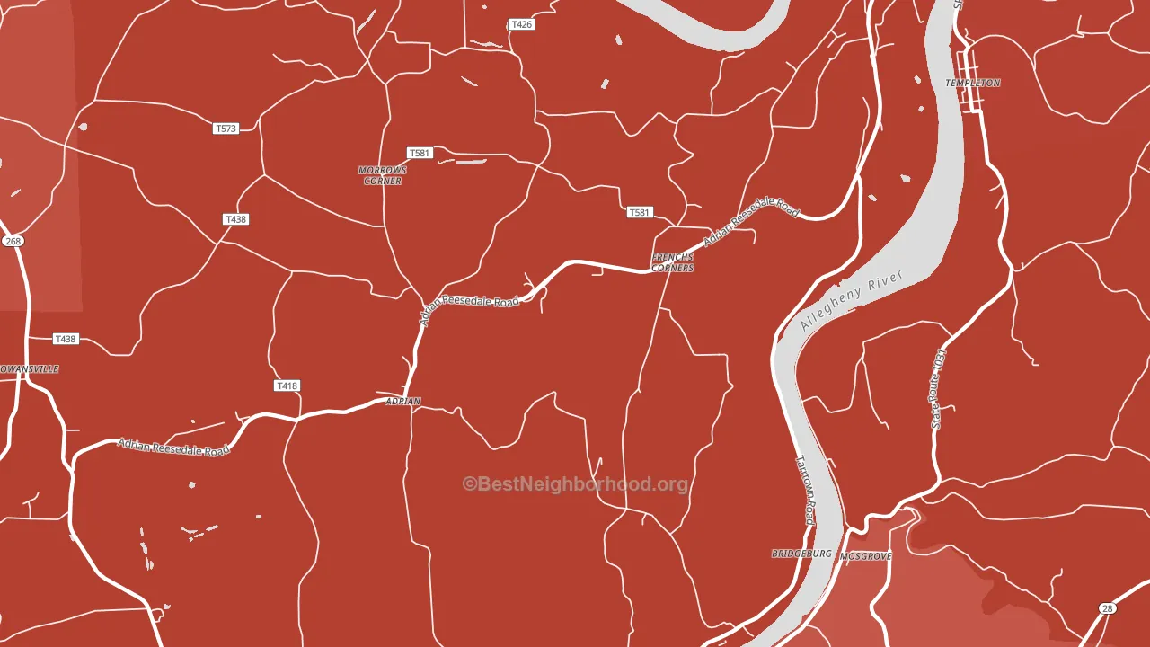 Adrian, PA block-group political-lean map
