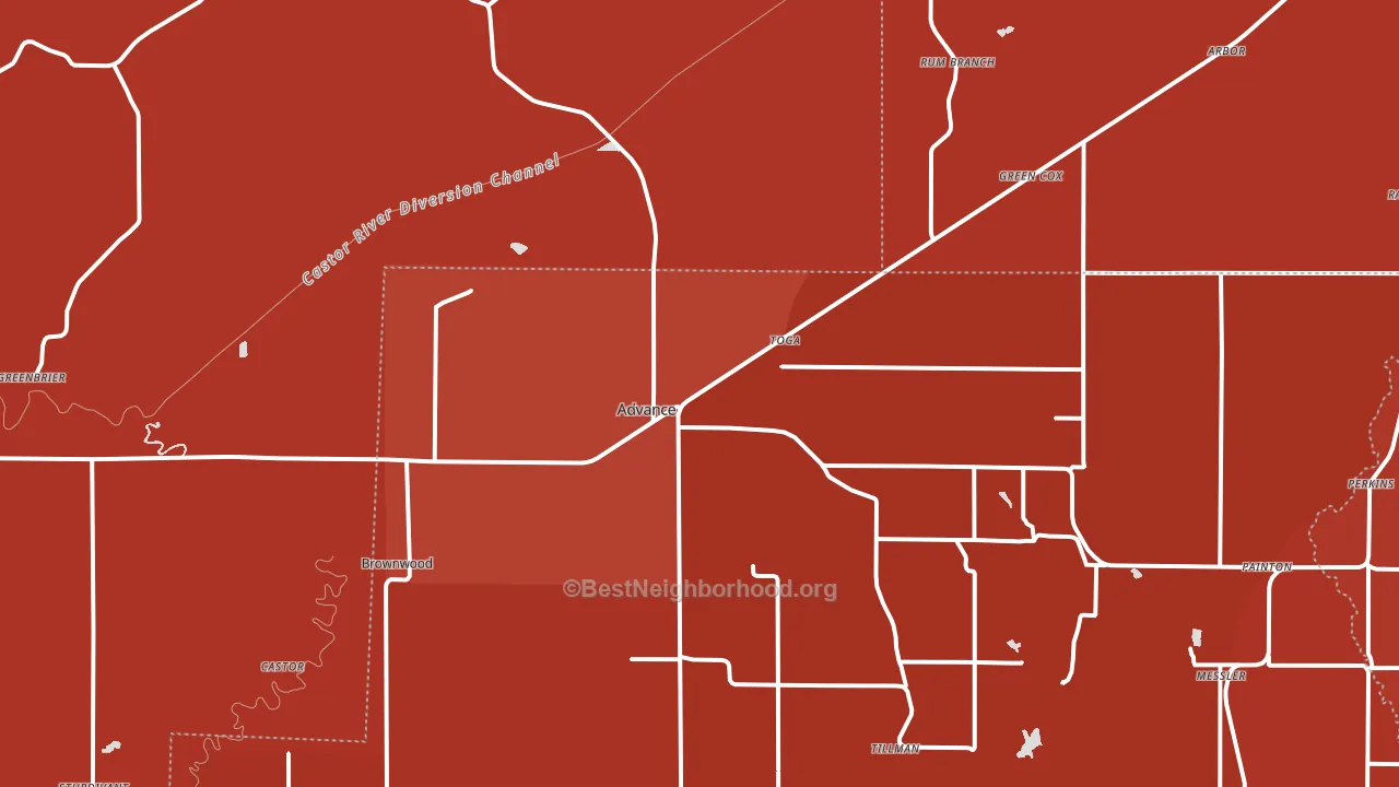 Advance, MO block-group political-lean map
