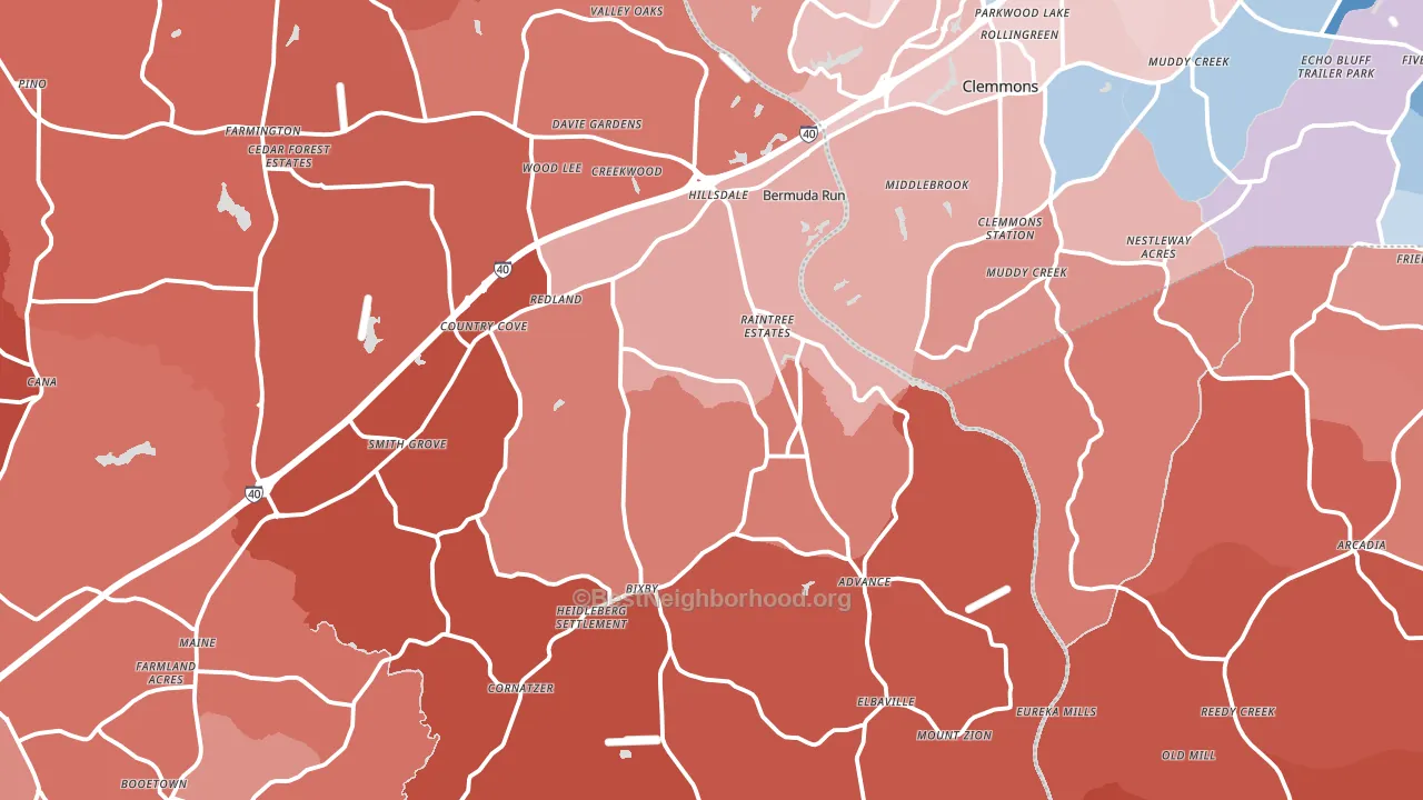 Advance, NC block-group political-lean map