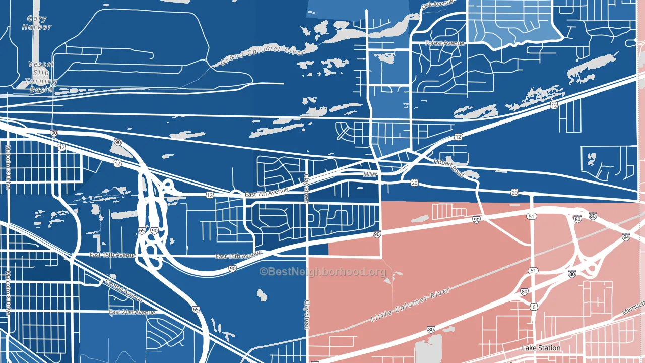 Aetna, Gary, IN block-group political-lean map
