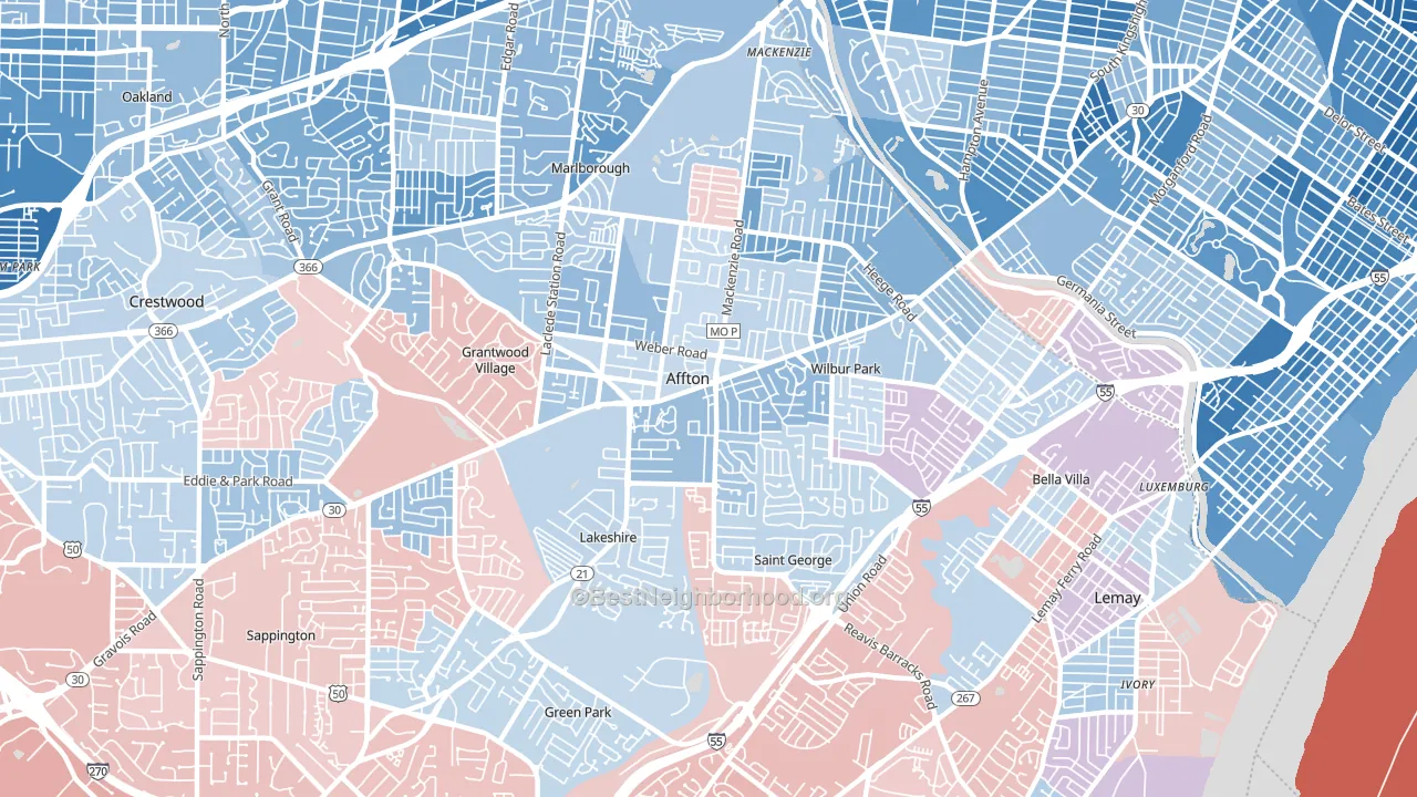 Affton, MO block-group political-lean map