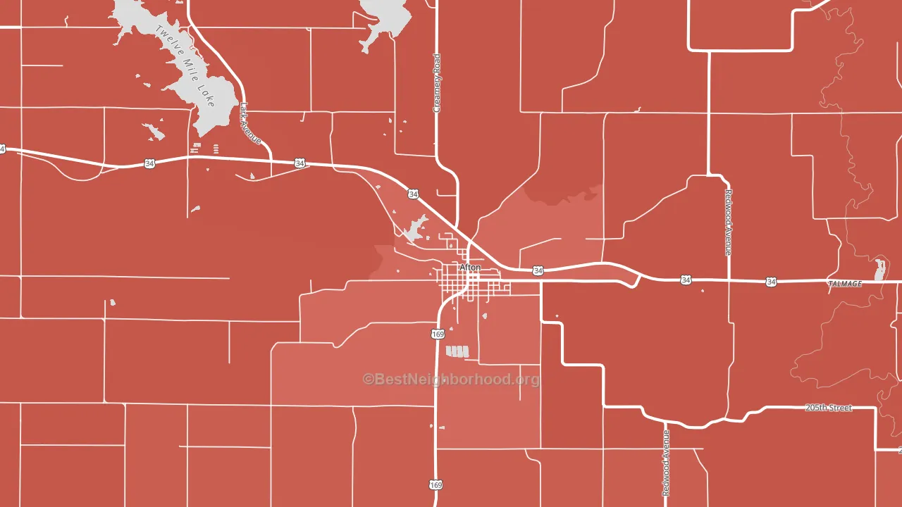 Afton, IA block-group political-lean map
