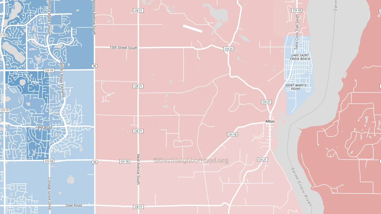 Afton, MN block-group political-lean map