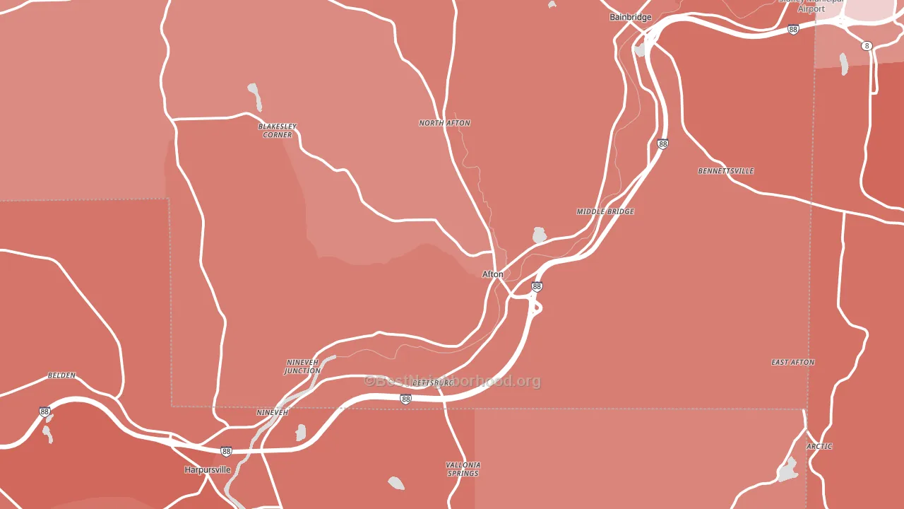 Afton, NY block-group political-lean map