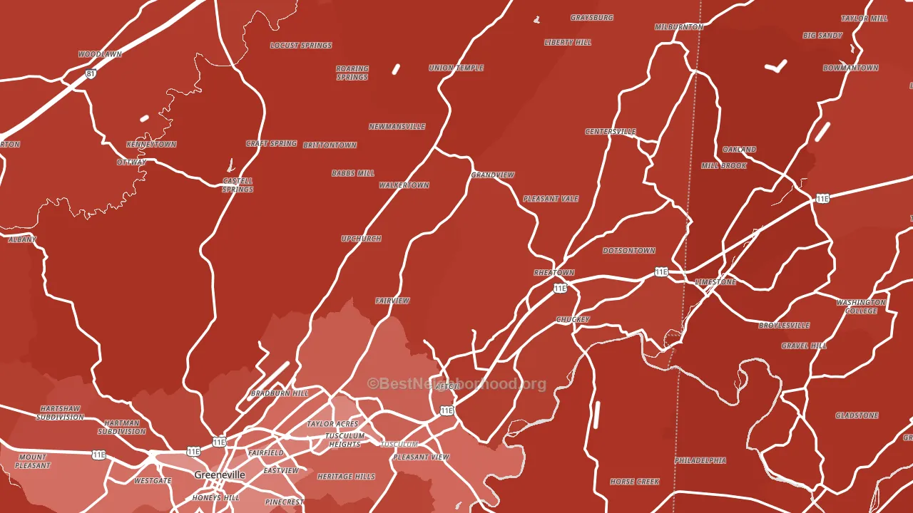 Afton, TN block-group political-lean map