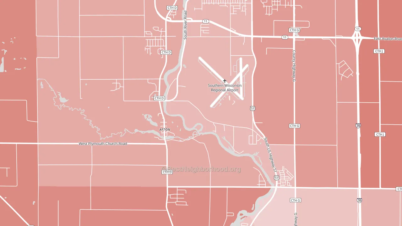 Afton, WI block-group political-lean map