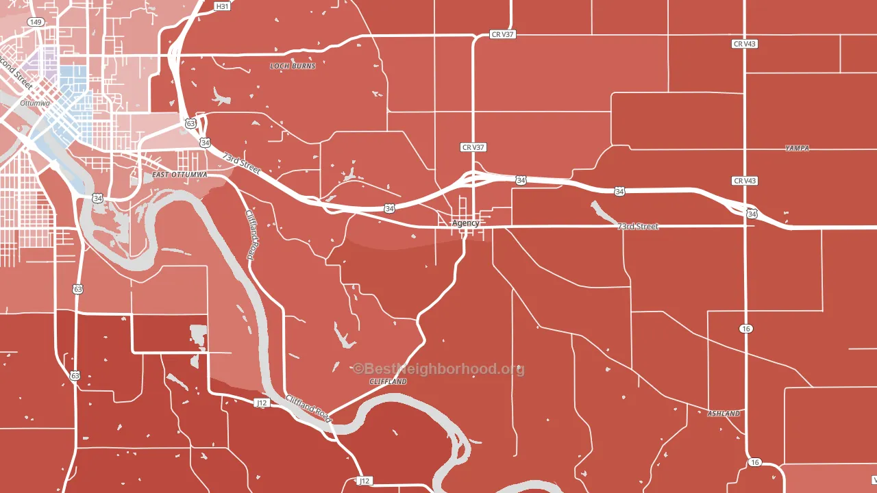 Agency, IA block-group political-lean map