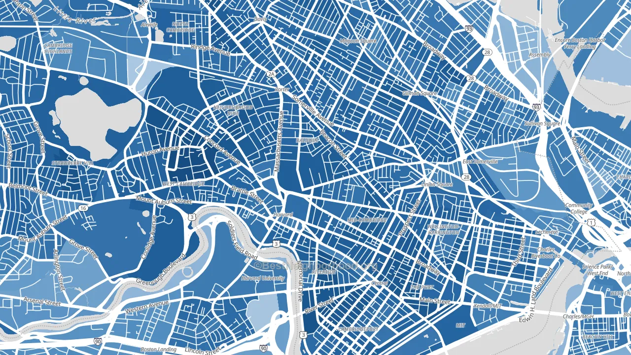 Aggasiz-Harvard, Cambridge, MA block-group political-lean map