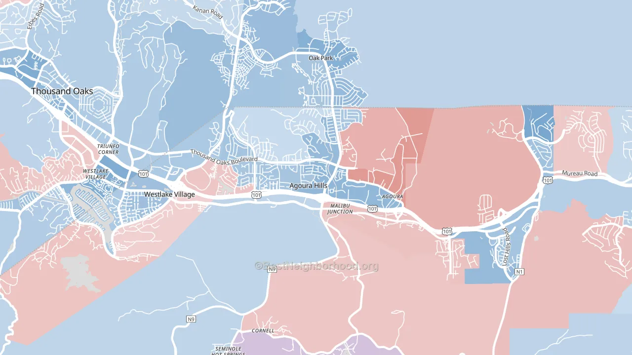 Agoura Hills, CA block-group political-lean map